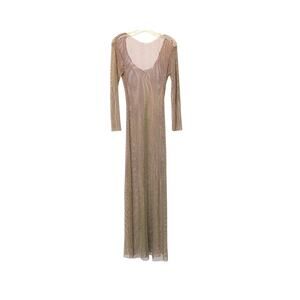 Bijou Crystal Mesh Maxi Dress - Gold - S